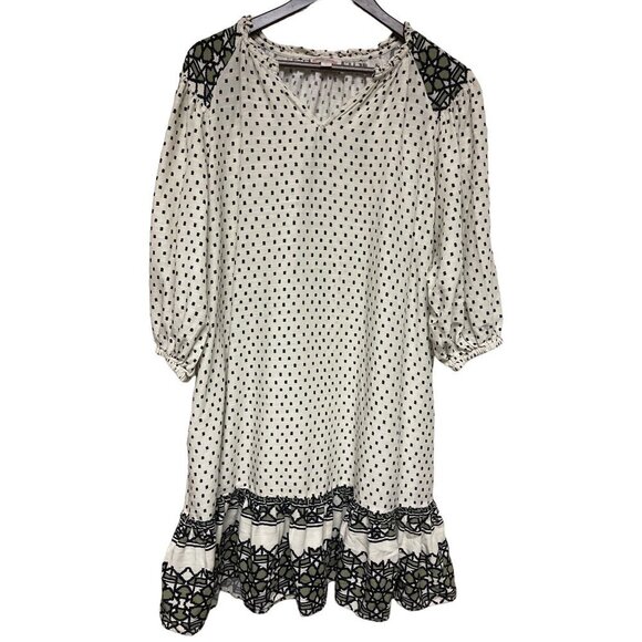 Knox Rose Polka Dot Ruffle Sheath Dress Boho Viscose Blend Women's Size Medium - Picture 1 of 7